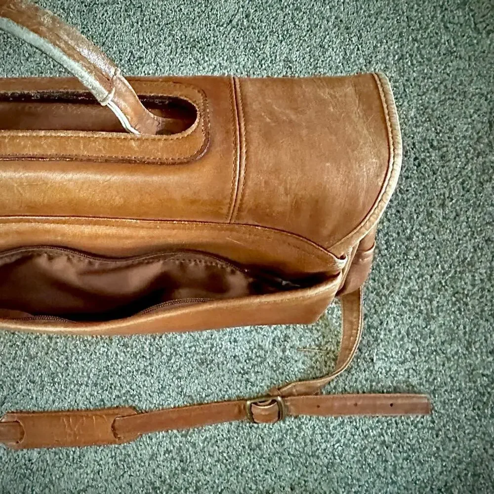 Dorado Brown Leather Messenger Bag Briefcase Satchel Laptop Work Bag Vintage